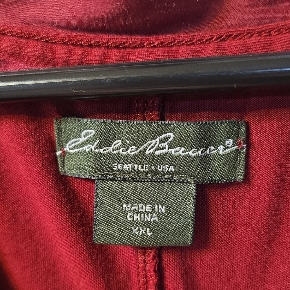 Eddie Bauer Deep Red Blouse with Ruffle Accents - Picture 2 of 4